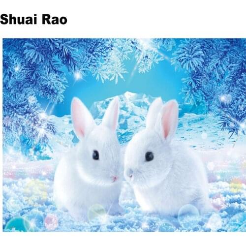 3D cute rabbit full square round diamond embroidery cartoon snow 5d Diy diamond painting mosaic crystal rhinestone Easter gift