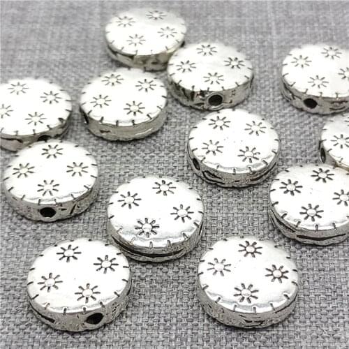 4pcs of 925 Sterling Silver Daisy Round Beads Floral Flower Spacer 2-Sided