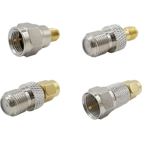 4Pcs SMA to F Plug Jack RF Connector Adapter F-Type Male/Female to SMA Male/Female RF Coaxial Coax Adapter Kit