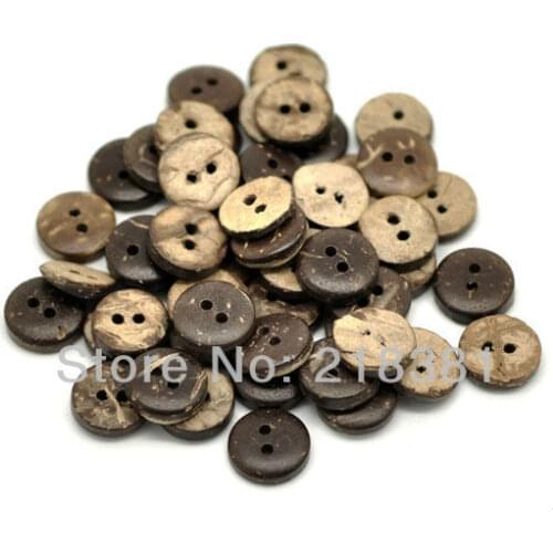 400pcs Brown Coconut Shell 2 Holes Sewing Buttons Scrapbooking 10mm
