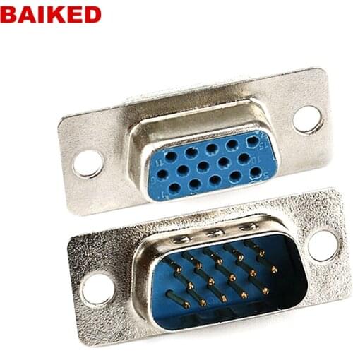 5Pcs DB15 Hole/Pin Female/Male Blue Welded Connector RS232 serial port socket DB D-SUB adapter VGA15P lead free superior quality