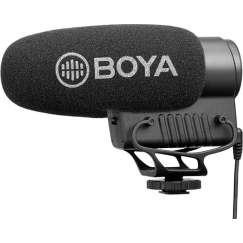 BOYA BY-BM3051S Stereo Mono Condenser Shotgun Microphone Gain Control High-pass Filter for DSLR Camera Camcorder Audio Recorder