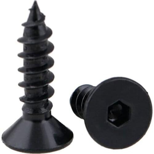 Wkooa 100 pcs Hex Socket Flat Head Self Tapping Screws Black