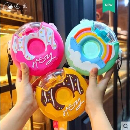 Net red doughnut kettle creative childrens Straw Cup outdoor sports cup cartoon student cup wholesale