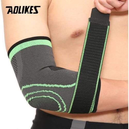AOLIKES 1PCS Elastic Bandage Tennis Elbow Support Protector Basketball Running Volleyball Compression Adjustable Elbow Pad Brace