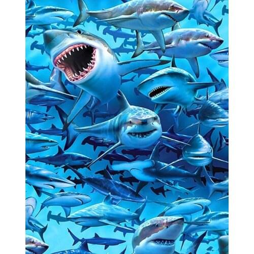 JMINE Div 5D shark underwater Full Diamond Painting cross stitch kits art High Quality Animal 3D paint by diamonds