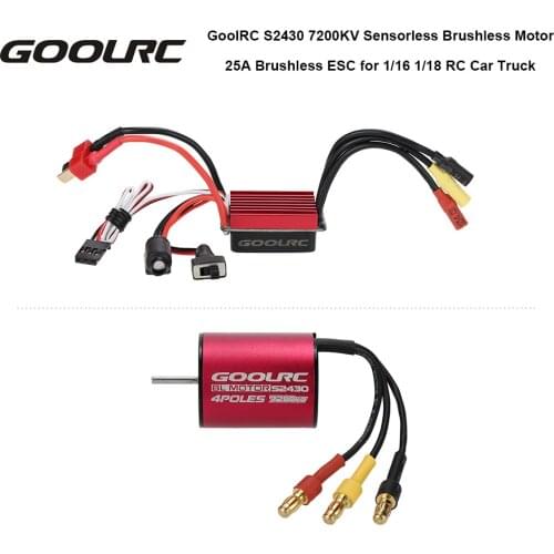 Original GoolRC S2430 7200KV Sensorless Brushless Motor and 25A Brushless ESC Combo Set for 1/16 1/18 RC Car Truck RC Toys Parts