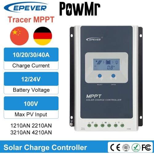 EPEVER Tracer Solar Charger Controller MPPT 40A 30A 20A 10A LCD 12V24V Auto High Efficiency Solar Regulator 4210AN 3210AN 2210AN