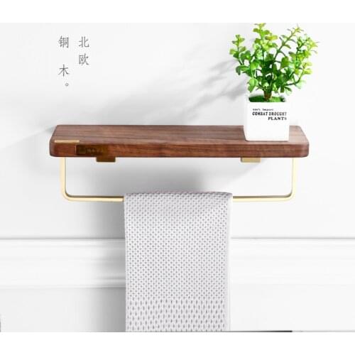 Creative Toilet Brush Holder Bathroom Hardawre Accessories Set Detachable Paper Rack Nordic Solid Wood Brass Brosse de toilette
