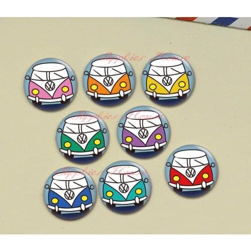 Handmade Round Car photo glass Cabochons, Jewelry Finding Cameo Pendant Settings, (F051-52)