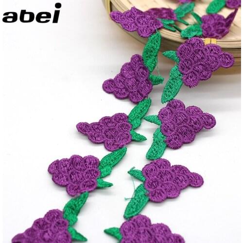 5yards/lot polyester Purple Lace Ribbon lovely Grape Lace Trimming DIY Handmade Patchwork Craft Clothing Accessories
