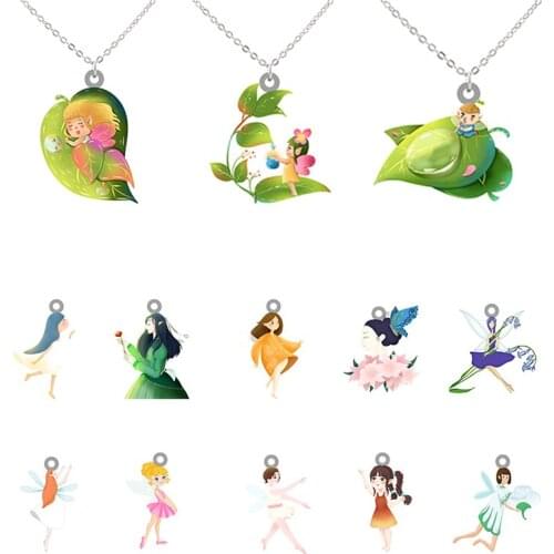 Disney Plant Magical Spirit Resin Creative Design Pendant Cartoon Necklace Epoxy Resin High Quality Jewelry Gifts Girls XDS1114