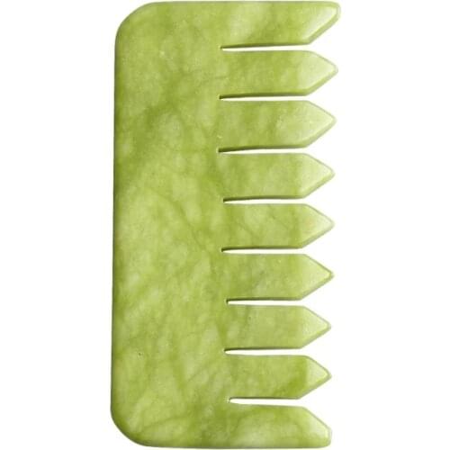 Natural Jade Stone Comb Gouache Scraper Guasha Jade Massager For Head Scalp Stone Gua Sha Scraper Facial Massage Tool Hair Care