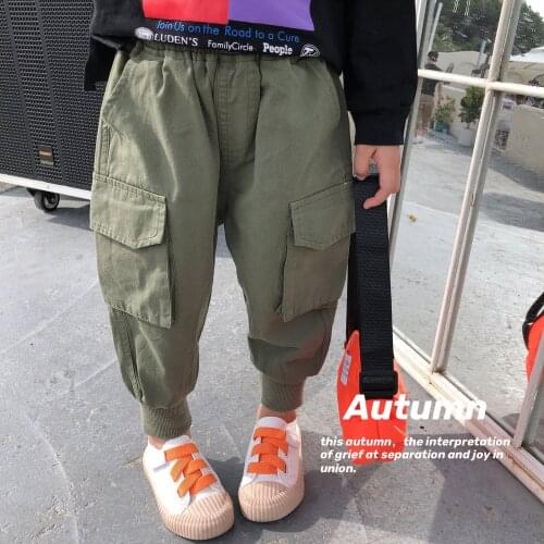 Autumn Kids Pants Unisex Casual Pockets Cargo Pants for Girls Boys Children 1-7 Years Toddlers Fashion High Quality Trousers