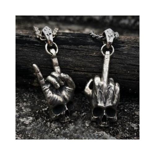 Retro Broken Damaged Skull Pendant Necklace Mens Fashion Biker Rock Punk Jewelry Antique Chain Boyfriend Gift OSDZ038