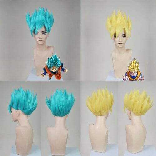Z Son Goku Wig golden Blue Two Colors Available short Cosplay Wigs + Wig Cap