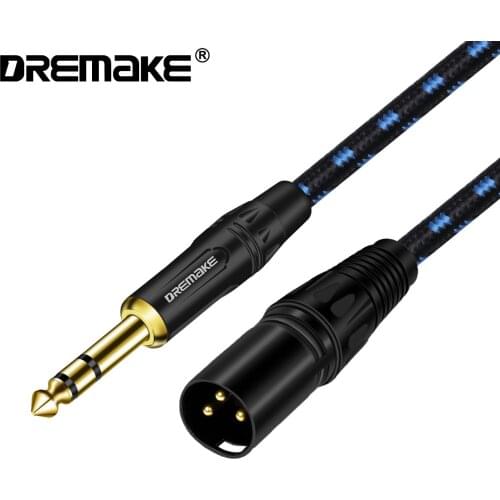 DREMAKE XLR 3 Pin Male to Quarter Inch 6.35mm/6.5mm TRS Male Balanced Interconnect Patch Cord for Electric Drum, Saxophone Mixer