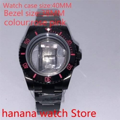 Suitable for NH35 36 Mingzhu2813 Miyata automatic winding 40mmtransparent black box series, with rotating ceramic plum red bezel