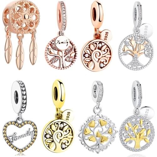 Fit Original Charms Bracelet 925 Sterling Silver Pendant Charm Tree of Life Dreamcatcher Crystal Beads Jewelry Making
