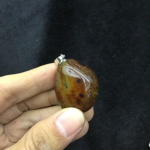 Natural polished raw agate stone pendant Rock crystal pendant