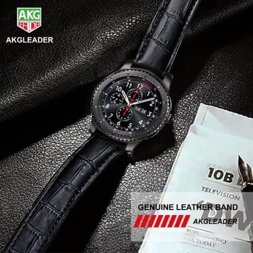 AKGLEADER 20-22mm Leather Strap For Samsung Gear S3 Sport Gear S2 Genuine Leather Watch Band For Huami Amazfit For Huawei Watch
