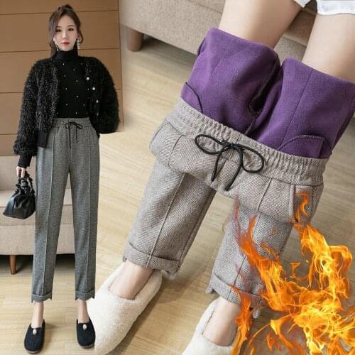 Woolen Pants Womens Spring and Autumn 2021 New Style Outer Wear Korean Version of All-match Radish Feet Pants Casual Trousers