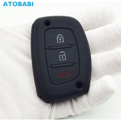 ATOBABI Silicone Car Key Case For Hyundai IX25 IX35 Mistra Elantra Sonata Tucson 3 Buttons Smart Remote Control Protector Cover