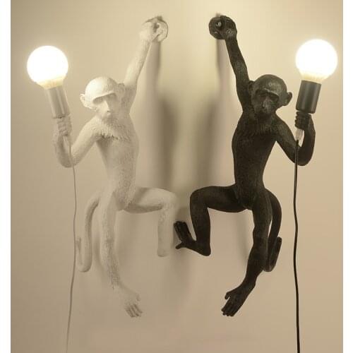 Modern Wall Lamp Nordic E27 90-260v Lighting Sconce Monkey Living Bedroom Dining Home Indoor Decor Fixture Gold Animal Light