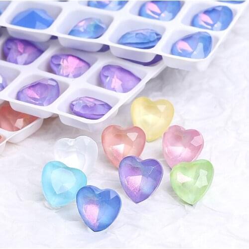 Astrobox New Aurora Heart Glass Crystal Stone Colorful Pointback Nail Art Rhinestone Manual DIY Jewelry Making Nail Accessories