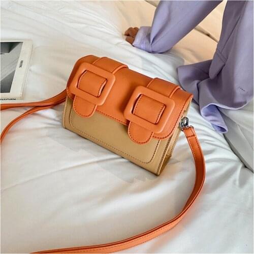 Contrast Color Womens Messenger Bags Casual Leather Shoulder Crossbody Bags Fashion Designer Flap Purses Chic Female Travel Bag