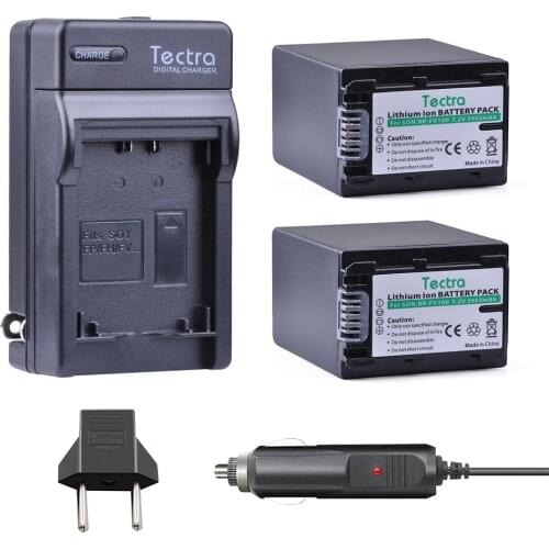 Tectra 2PCS NP-FV100 NP FV100 3900mAh Li-ion Camera BATTERY + Digital Charger + Car Plug For Sony HDR-CX190 HDR-CX200 HDR-CX210