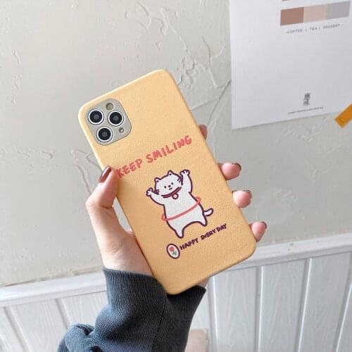 Keep Smiling Happy lucky cat soft Phone Case for iPhone 12 mini X XR XS Max 12 11 Pro Max 6S 7 8 Plus Soft Case Cute Cover