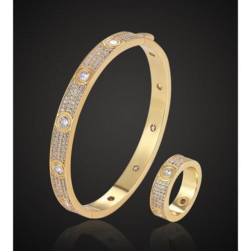 Vanifin luxury Brand full Micro Pave Setting Zircon Loves Bangle With Ring Set classic bracelet fashion jewelry for Ever Body