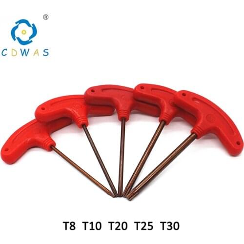 T8 T10 T20 T25 T30 T Type Screw Torx Key Flag Wrench Box End Wrenches Red Color for CNC Tool Holder