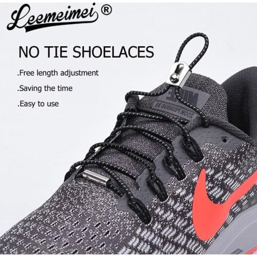 1 Pair Reflective Elastic Shoe Laces No Tie Shoelaces with Metal Turnbuckle for Sneakers for Kids and Adults