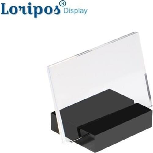 90*60mm Acrylic Sign Holder Stand Slant Frame Black Block Desk Sign Holder Label Display Desk Sign Stand Holder Price Talkers