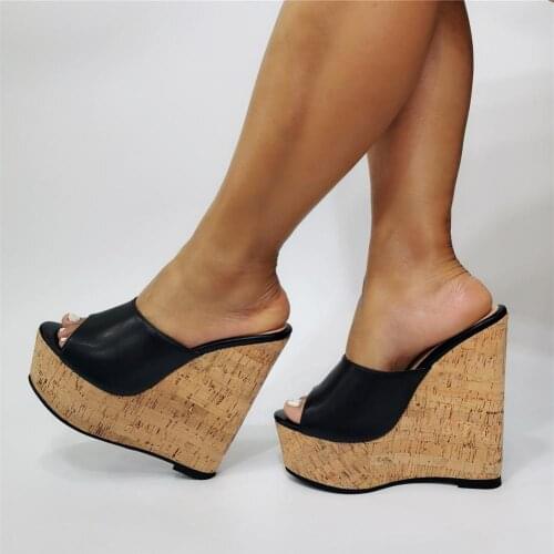 Gladiator leather Wedges sandals For Women Fashion Brand thick Wood High Heel party Night Club Shoes Sexy platform sandals