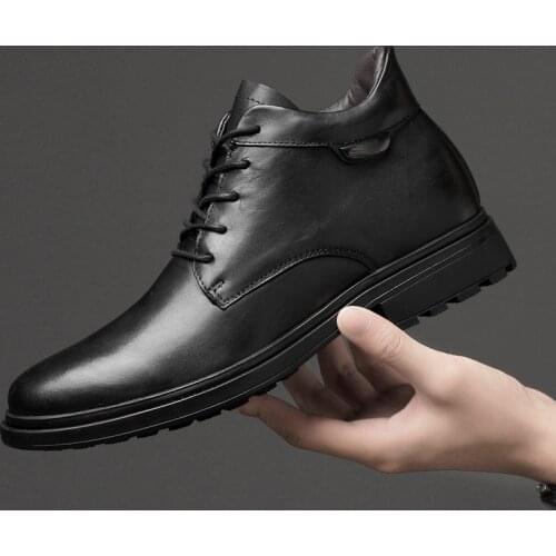 Mens Boots Super Warm Black Cow Leather Snow Boots Handmade Men Lace Up Outdoor Waterproof Sneaker Casual Winter Shoes