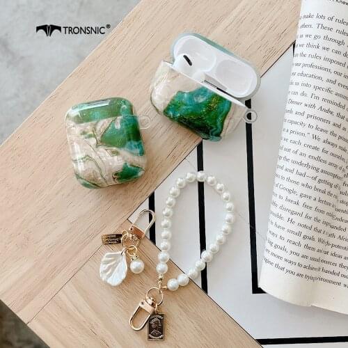 Marble Conch Case for Apple Airpods pro Case Soft Cover Silicone Headphone Green Box for Airpod 1 2 Bluetooth Earphone Bag Clear