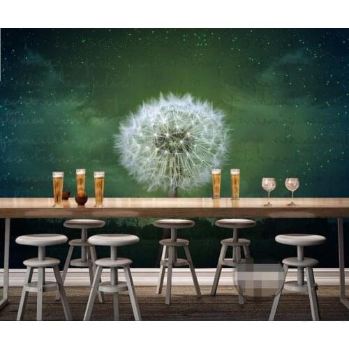 CJSIR Custom Photo Wallpaper Mural Wall Sticker European Style Retro Shading Letter Dandelion Simple Fashion Backdrop Wall