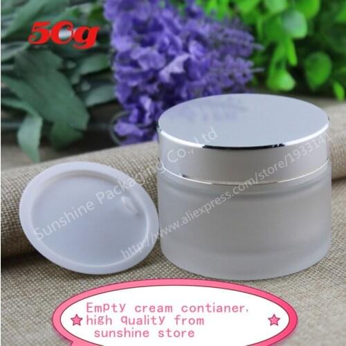 Hot sale 100pcs 50g frosted glass jars, 50ml frost cream jars, skin care cream bottles, 1.7 fl oz cosmetic containers