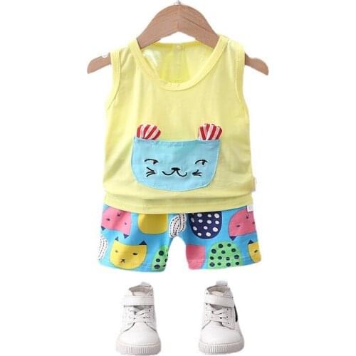 New Summer Baby Girl Clothes Suit Cute Children Boys Fashion Vest Shorts 2Pcs/Sets Toddler Sport Casual Costume Kids Tracksuits