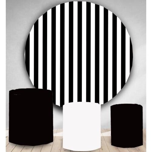 Round Circle backdrop background black and white stripes wedding birthday party decor bridal baby shower candy table coverYY-104