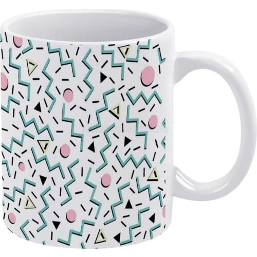 Back to The 80s Eighties , Funky Memphis Pattern Design White Mug To Friends and Family Creative Gift 11 Oz Mug Coffee Ceramic