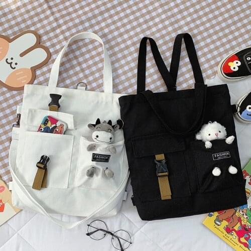 Messenger Bag Literary Zipper Luxury Handbags Tote Bag Fashion Trend Womens Bag 2021 New Canvas Shoulder Bag Cute Bear Student