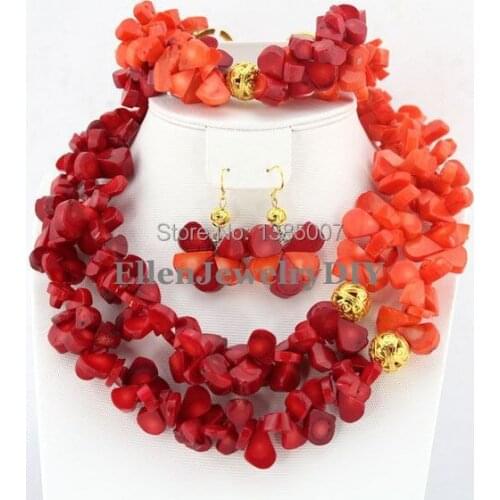 Fashion Trend Nigerian Coral Jewelry Set African Beads Coral Necklace Wedding Gift Bridesmaid Necklace Bridal Jewelry Sets