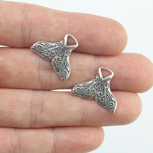 15Pcs 17*21mm Newest Antique Silver Color Fish Tail Charms Pretty Necklace Handcraft Pendant Accessory Charms For Jewelry Making