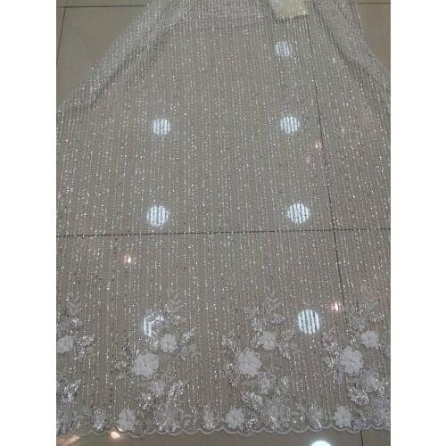 New Designs African French Lace Fabric High Quality Nigeria French Net Lace SYJ-11922 With sequins and Beaded For Women