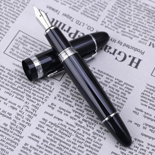New Jinhao 159 Black And Silver M Nib Fountain Pen Thick