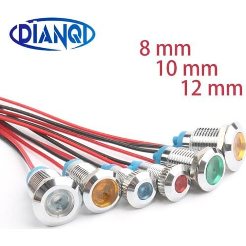 6mm 8mm 10mm new type metal indicator Brass nickel plating LED light lamp 220V 12V 3V 5V 6V for Car light and switches